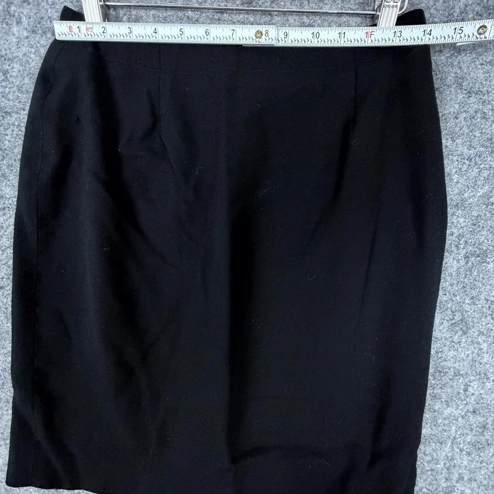 Vintage Jones New York Office Skirt Womens 10 Black Wool Back Slit Capsule